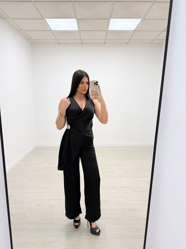 CONJUNTO SATINADO DE VESTIR - NEGRO