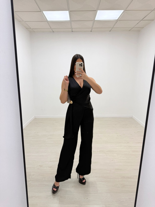 CONJUNTO SATINADO DE VESTIR - NEGRO