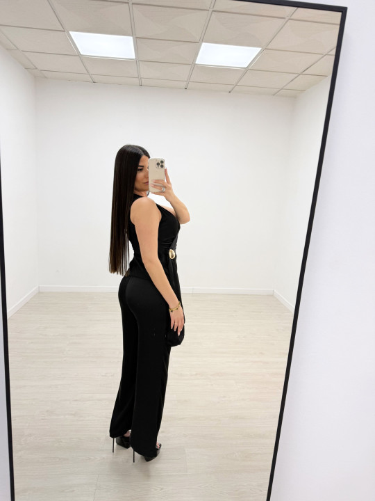 CONJUNTO SATINADO DE VESTIR - NEGRO