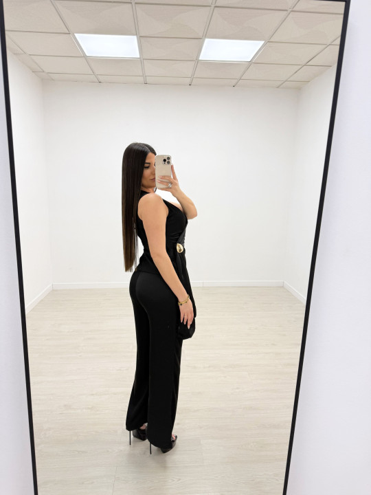 CONJUNTO SATINADO DE VESTIR - NEGRO