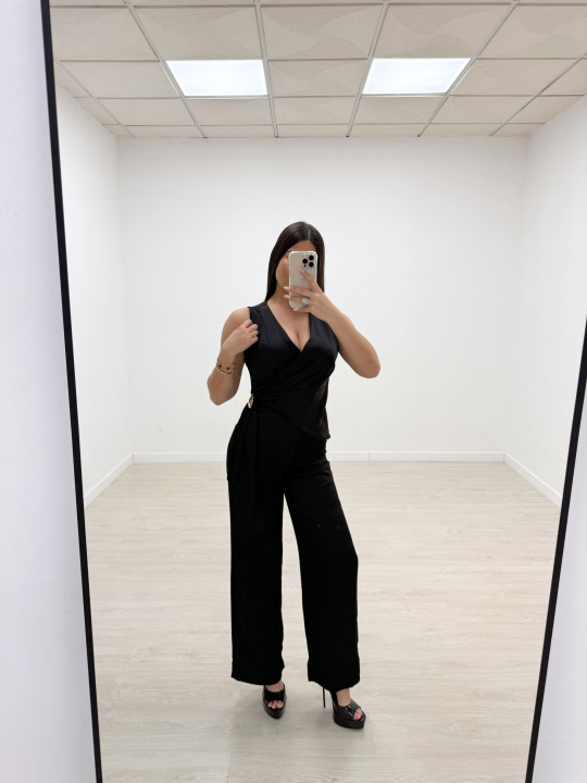 CONJUNTO SATINADO DE VESTIR - NEGRO