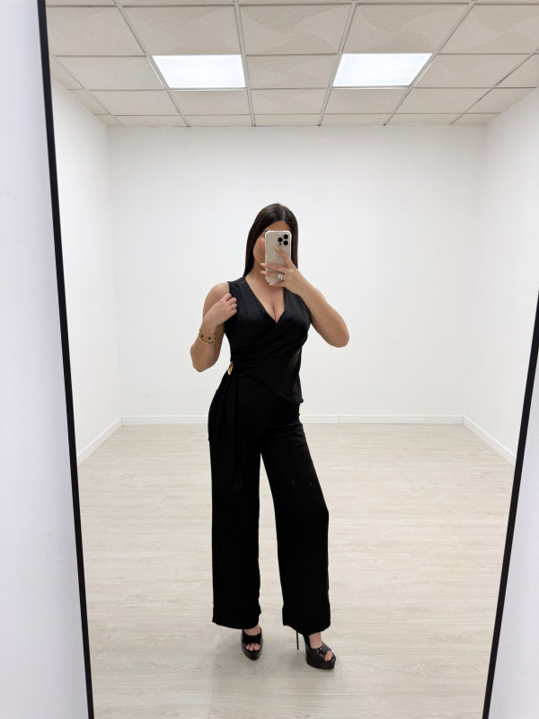 CONJUNTO SATINADO DE VESTIR - NEGRO