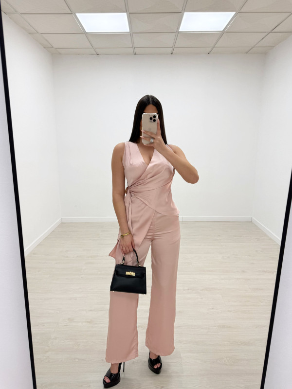 CONJUNTO SATINADO DE VESTIR - ROSA