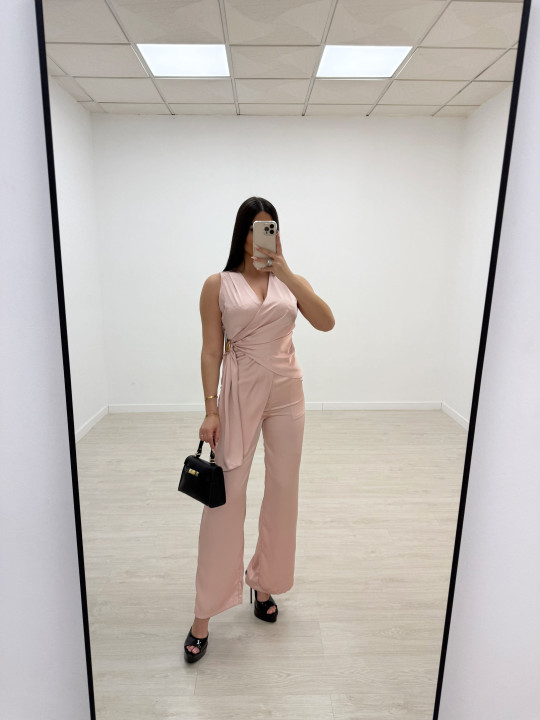 CONJUNTO SATINADO DE VESTIR - ROSA