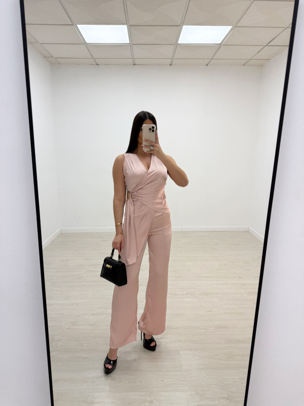 CONJUNTO SATINADO DE VESTIR - ROSA