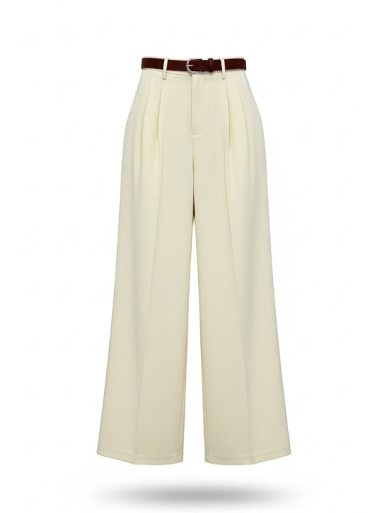 PANTALÓN CINTURÓN CALIDAD SUPERIOR - CREMA