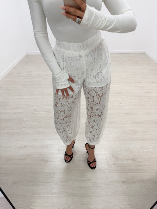 PANTALÓN ENCAJE CALIDAD SUPERIOR - BLANCO