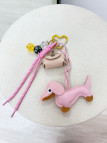 LLAVERO DOG ROSA - PIEL