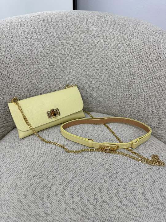 BOLSO GG BAMBÚ (PIEL 100%) - AMARILLO