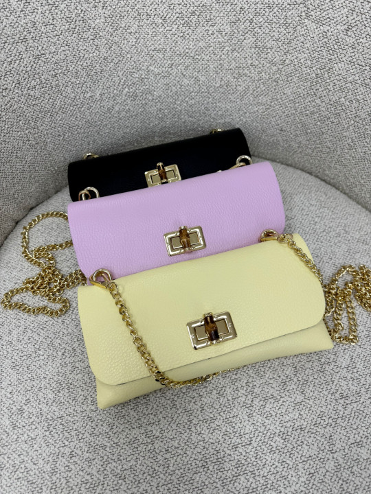 BOLSO GG BAMBÚ (PIEL 100%) - AMARILLO