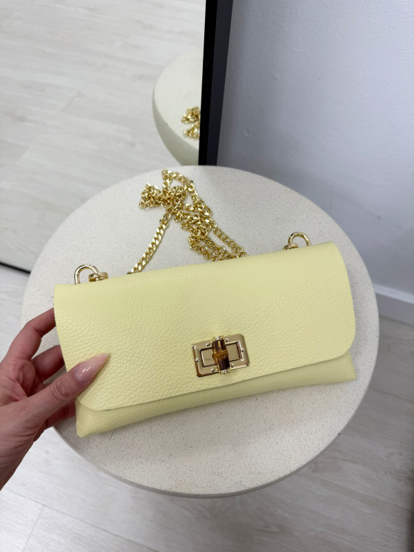 BOLSO GG BAMBÚ (PIEL 100%) - AMARILLO