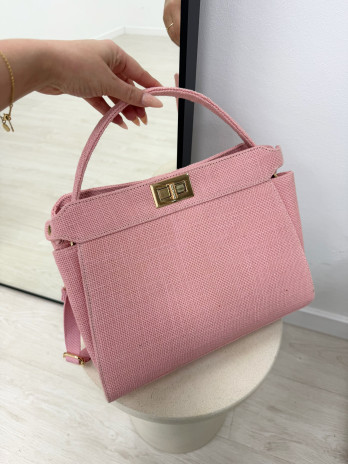 BOLSO KELLY RAFIA - ROSA