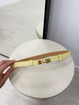 CINTURÓN HERMS (PIEL 100%) - AMARILLO PASTEL