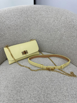 CINTURÓN HERMS (PIEL 100%) - AMARILLO PASTEL