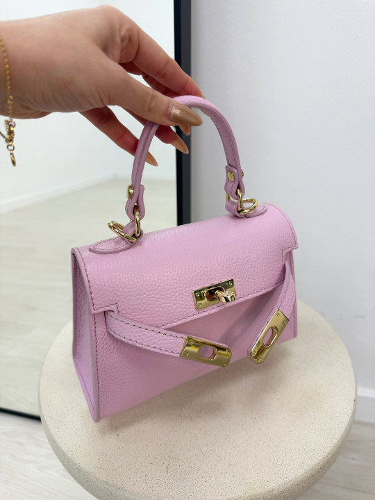 BOLSO MINI KELLY (PIEL 100%) - ROSA
