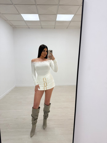 TOP ESCOTE BARCO ENCAJE - BLANCO