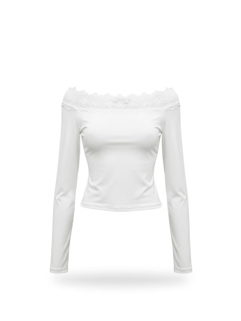 TOP ESCOTE BARCO ENCAJE - BLANCO