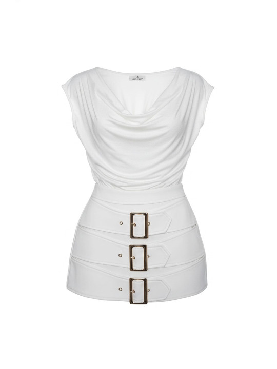 FALDA PANTALÓN HEBILLAS PREMIUM - BLANCO