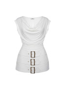 FALDA PANTALÓN HEBILLAS PREMIUM - BLANCO