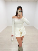 FALDA PANTALÓN HEBILLAS PREMIUM - BLANCO