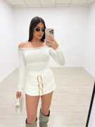 FALDA PANTALÓN HEBILLAS PREMIUM - BLANCO