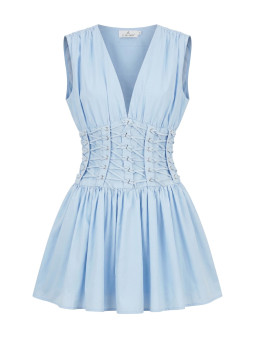 VESTIDO CUERDAS EXCLUSIVO - CELESTE