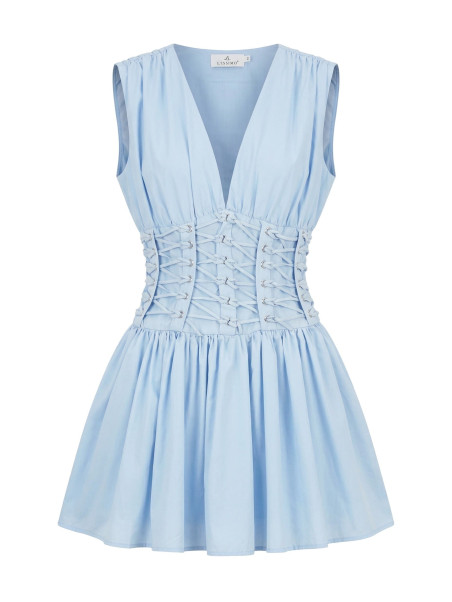 VESTIDO CUERDAS EXCLUSIVO - CELESTE