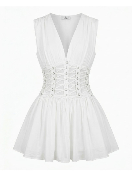 VESTIDO CUERDAS EXCLUSIVO - BLANCO