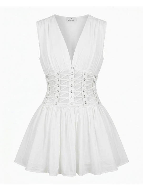 VESTIDO CUERDAS EXCLUSIVO - BLANCO