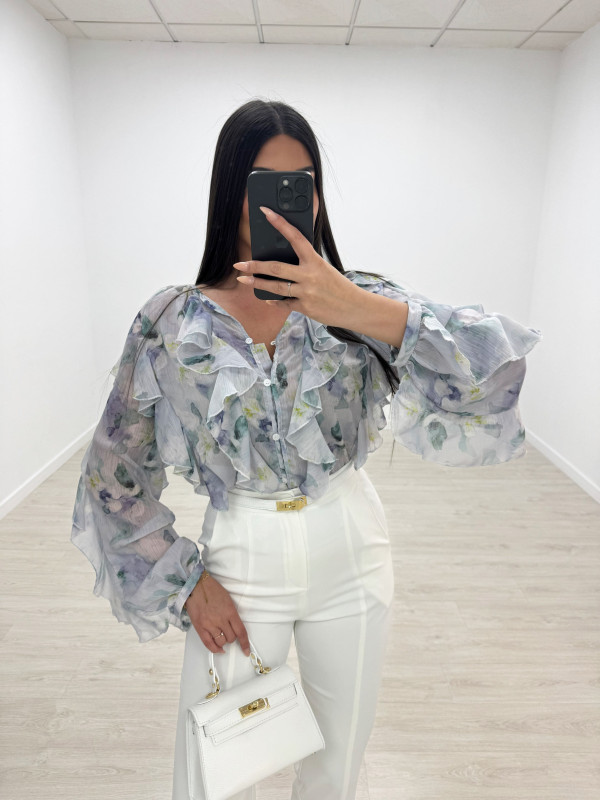 CAMISA VOLANTES ESTAMPADA