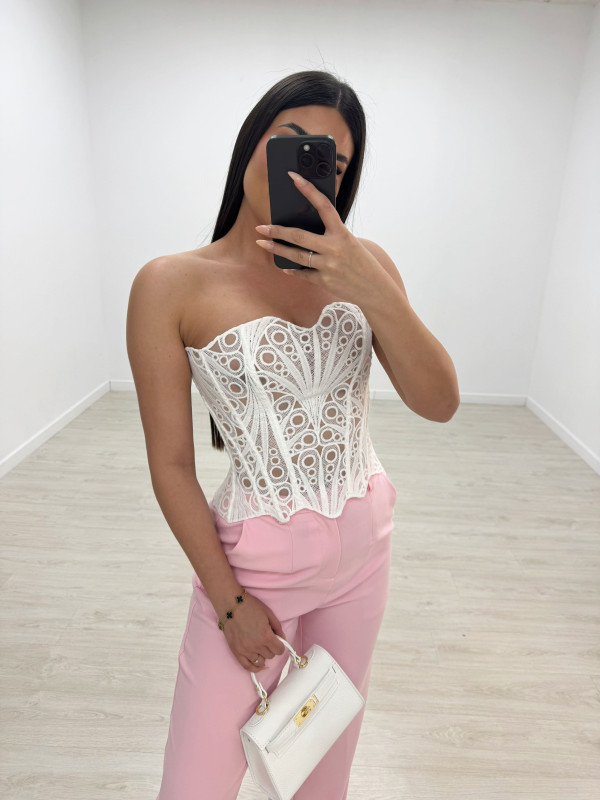 CORSÉ BORDADO EXCLUSIVO - BLANCO