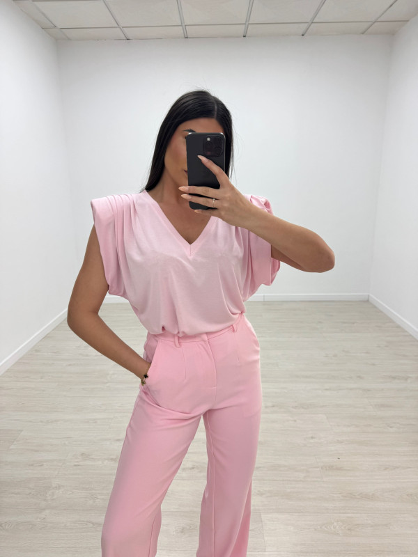 CAMISETA HOMBRERAS ALGODÓN CALIDAD - ROSA