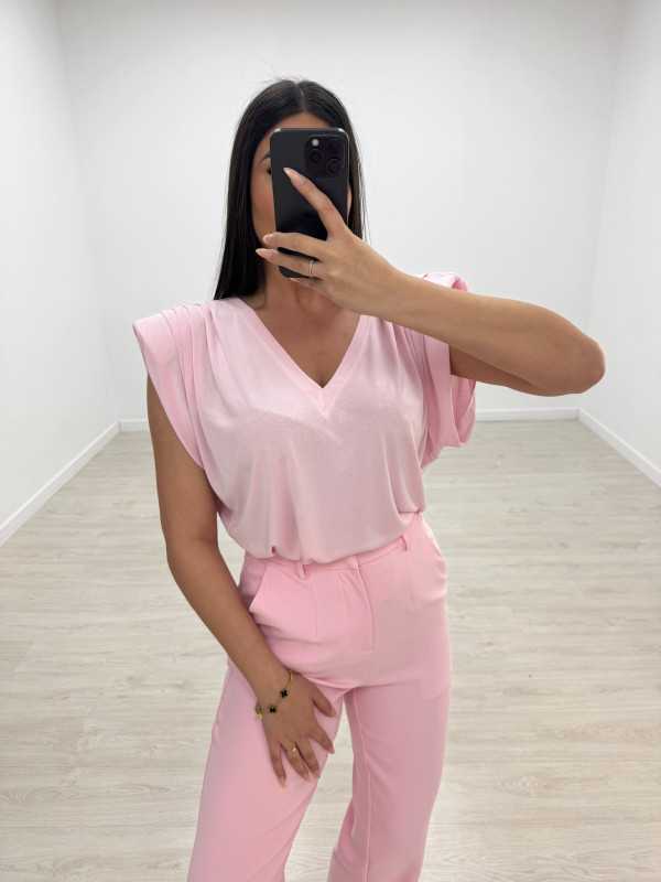 CAMISETA HOMBRERAS ALGODÓN CALIDAD - ROSA