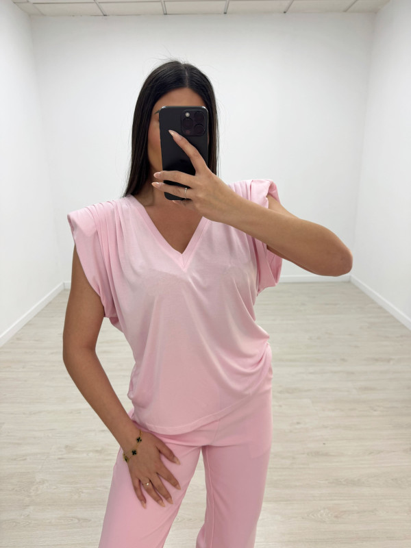 CAMISETA HOMBRERAS ALGODÓN CALIDAD - ROSA