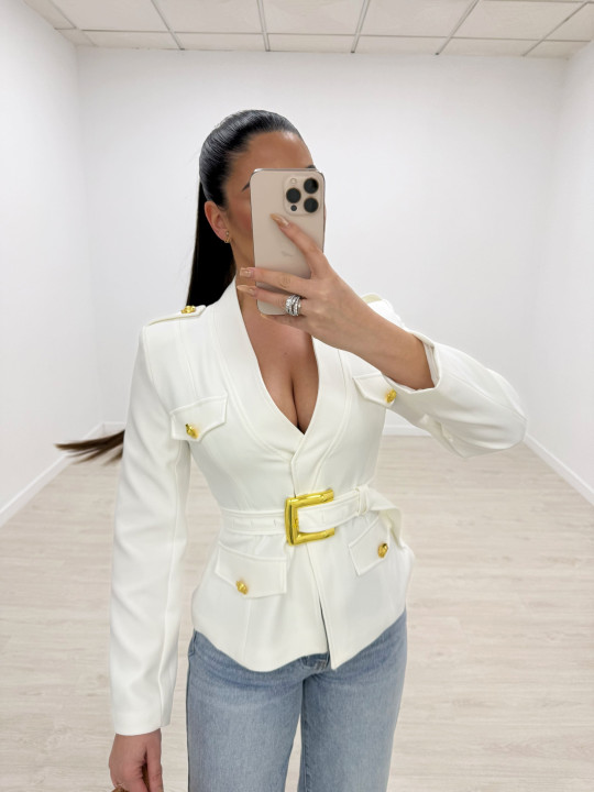 BLAZER PREMIUM CINTURÓN - BLANCA