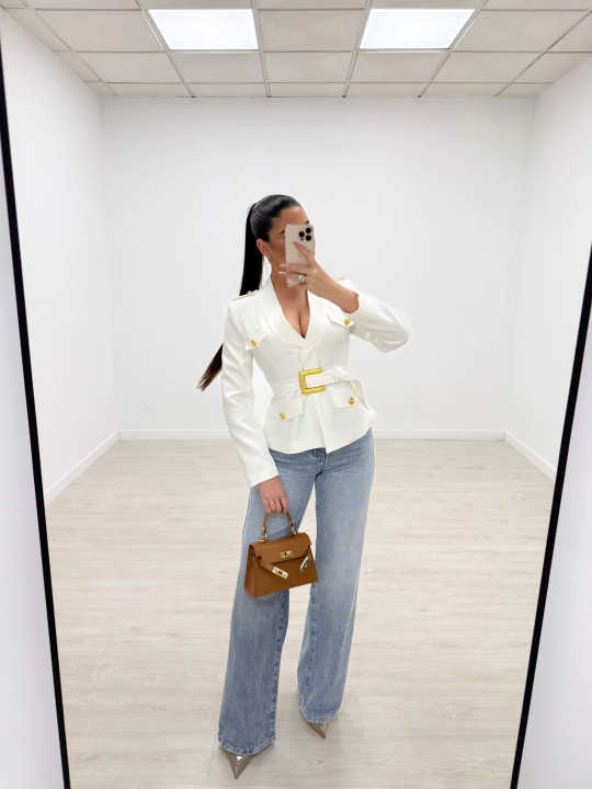 BLAZER PREMIUM CINTURÓN - BLANCA