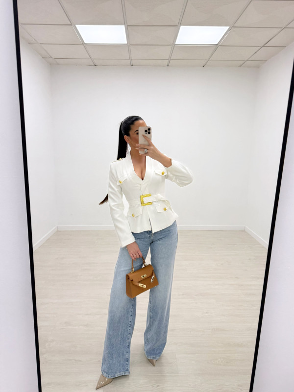 BLAZER PREMIUM CINTURÓN - BLANCA