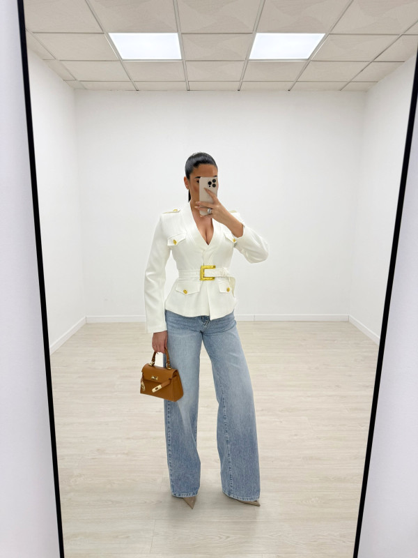 BLAZER PREMIUM CINTURÓN - BLANCA