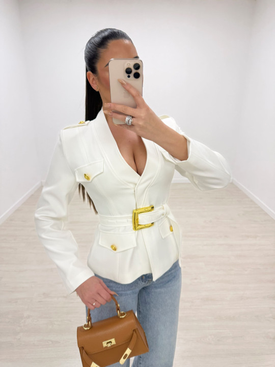 BLAZER PREMIUM CINTURÓN - BLANCA