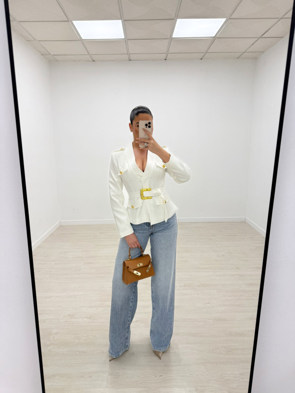 BLAZER PREMIUM CINTURÓN - BLANCA