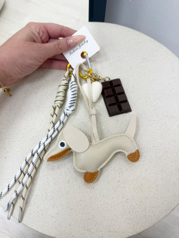 LLAVERO DOG - BEIGE (PIEL 100%)