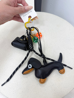 LLAVERO DOG - NEGRO (PIEL 100%)