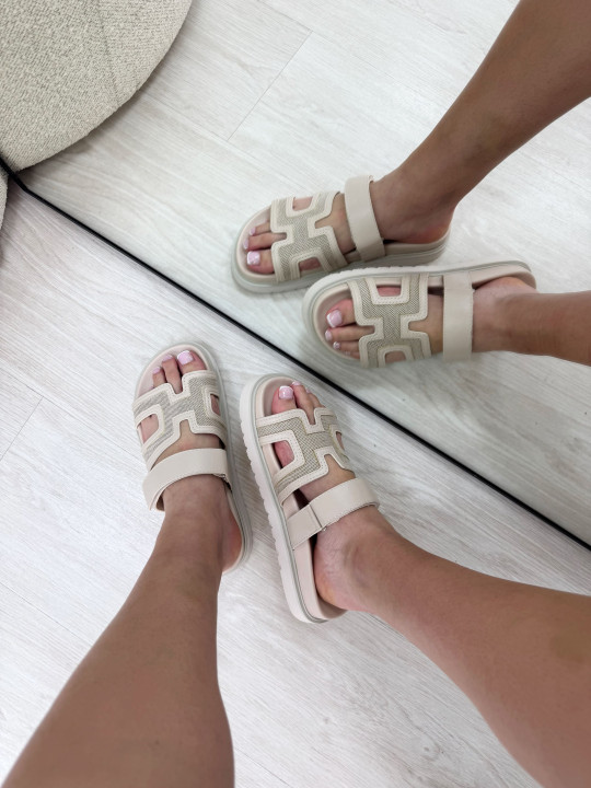 SANDALIAS HERMS - BEIGE