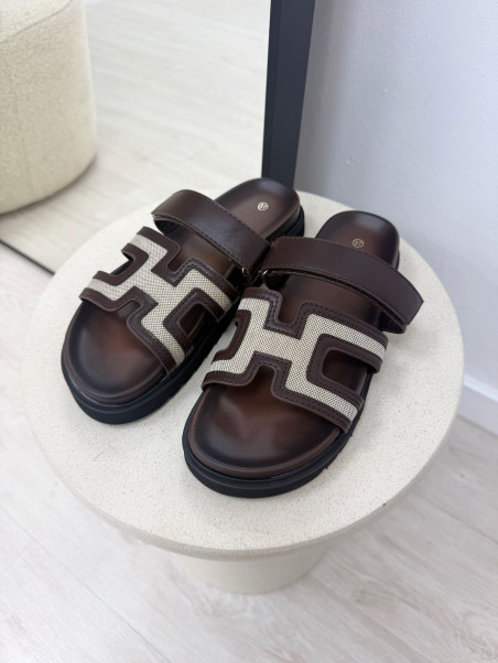 SANDALIAS HERMS - MARRÓN