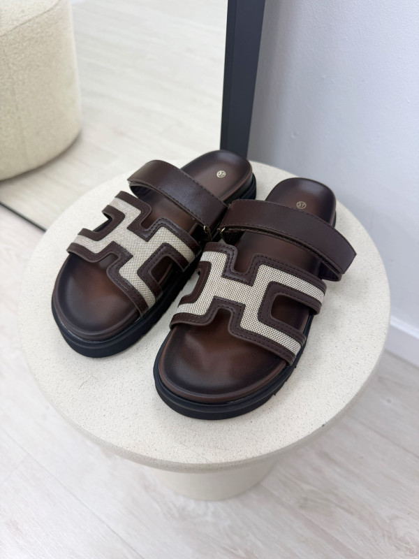 SANDALIAS HERMS - MARRÓN