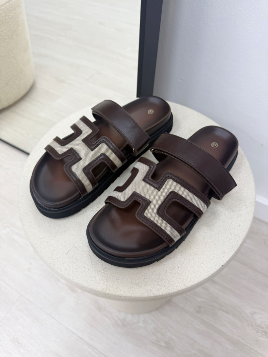 SANDALIAS HERMS - MARRÓN