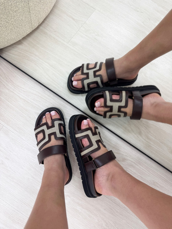 SANDALIAS HERMS - MARRÓN