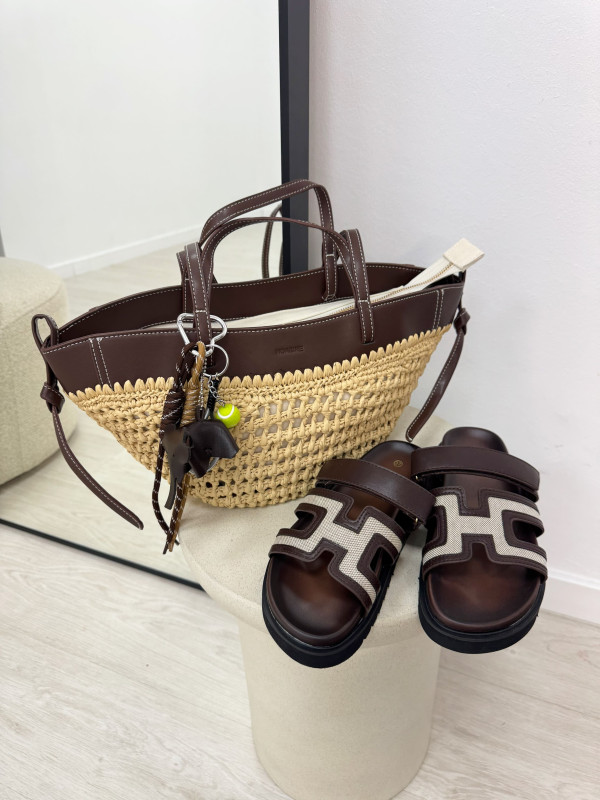 SANDALIAS HERMS - MARRÓN