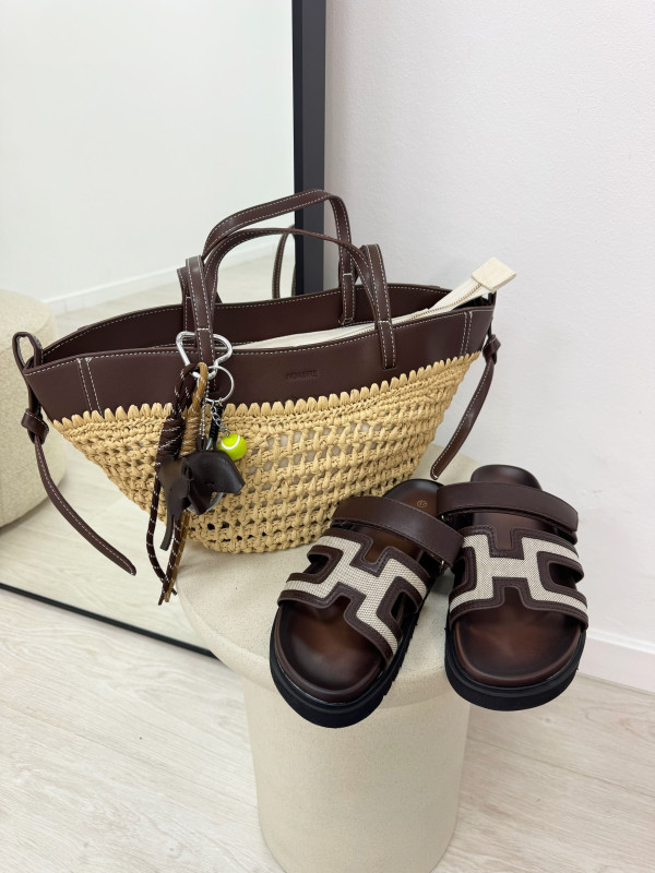 SANDALIAS HERMS - MARRÓN