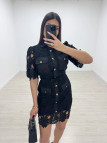 CONJUNTO FALDA PERFORADO Y BORDADO - NEGRO